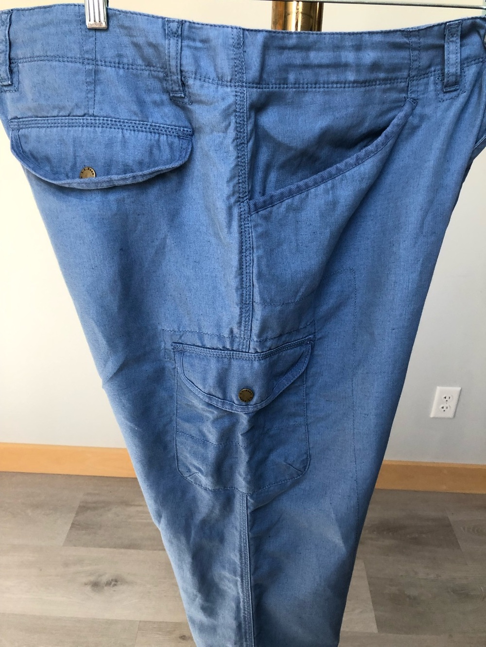 L.L.Bean Luxe Lightweight Linen Blend Blue Ankle Cargo Pants Size 18 - Picture 4 of 11